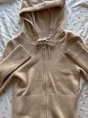 Light Pink Hooded Zip-Up Sweater